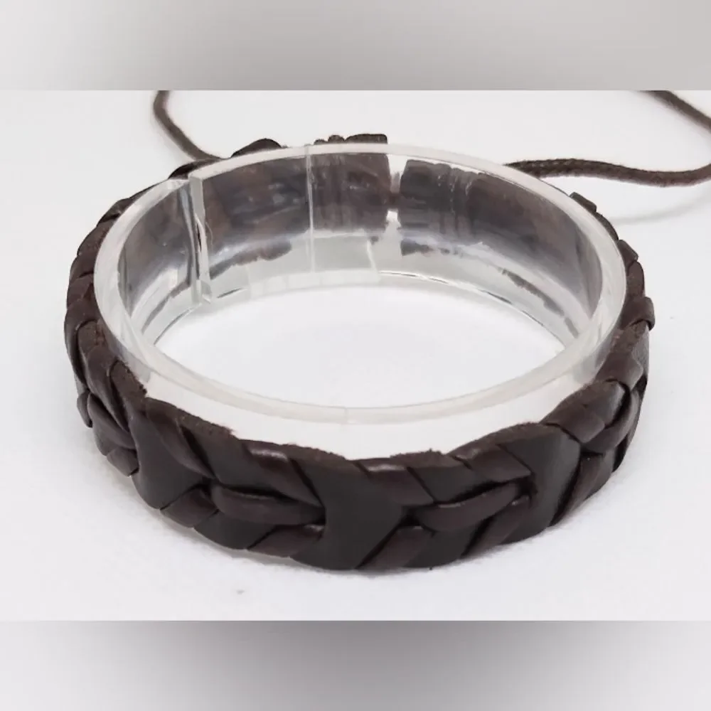 Leather braided‎ brown bracelet for men new F1